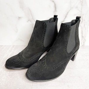 Patricia Green Black Chelsea Boot Suede Ankle Boots Womens Size 11
